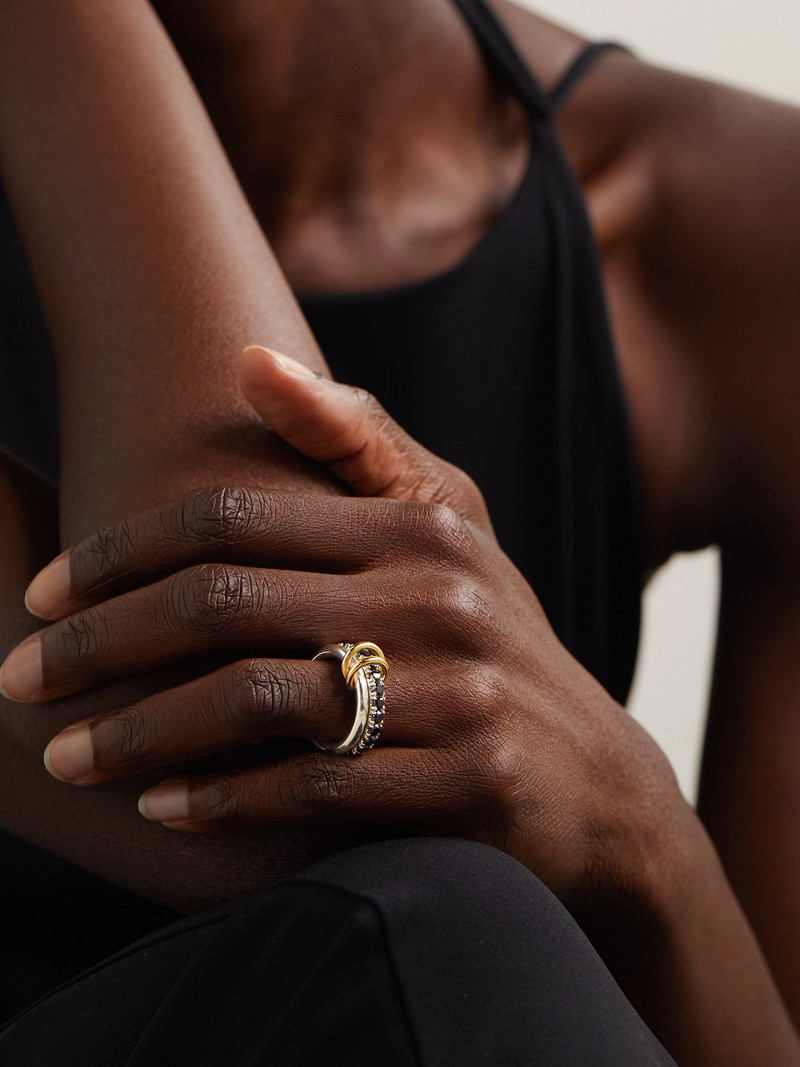 Spinelli Kilcollin Enzo Set Of Two 18-karat Gold, Sterling Silver And Diamond Rings outlook