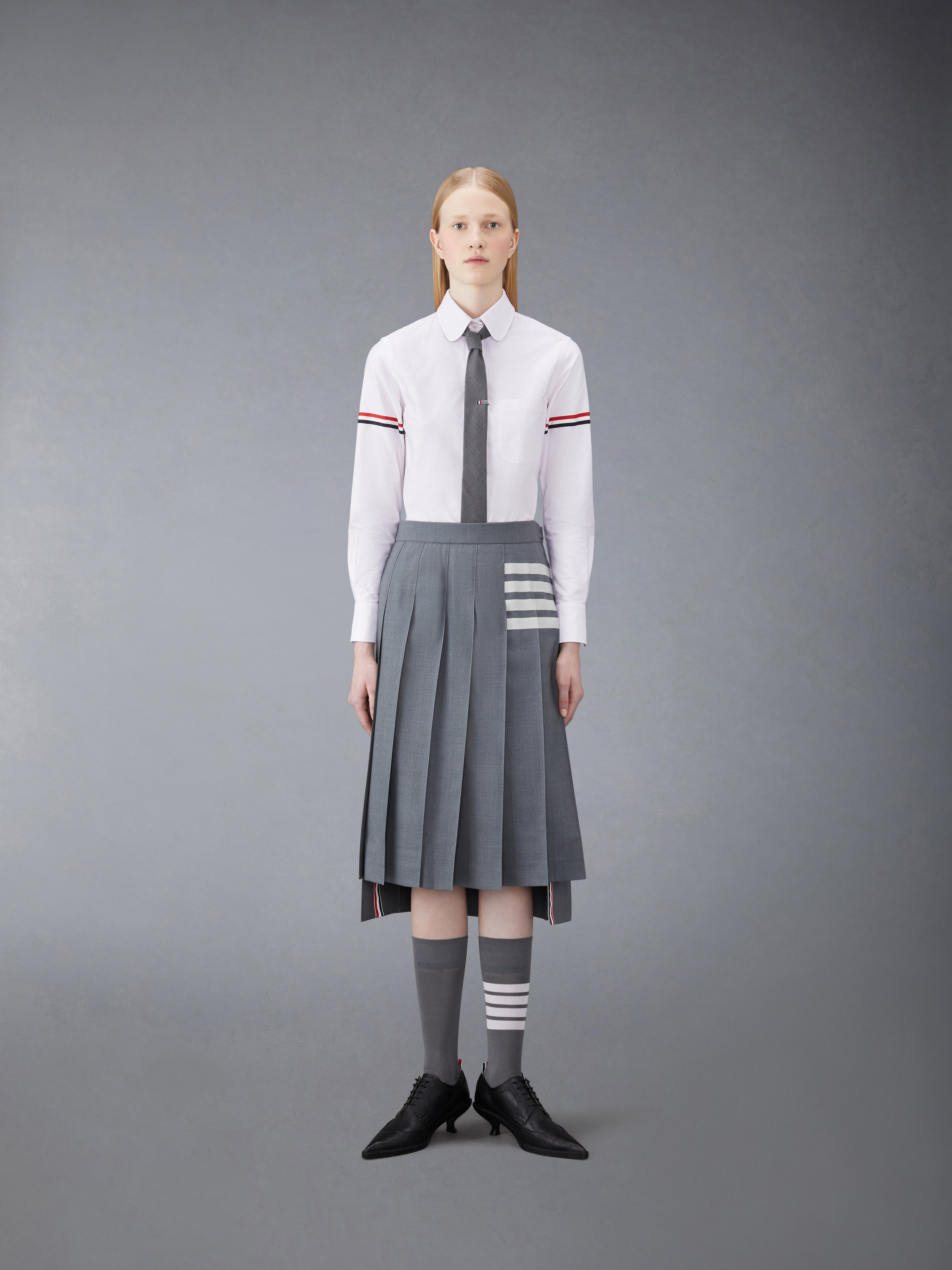 Pink University Stripe Oxford Grosgrain Armband Long Sleeve Shirt - 4
