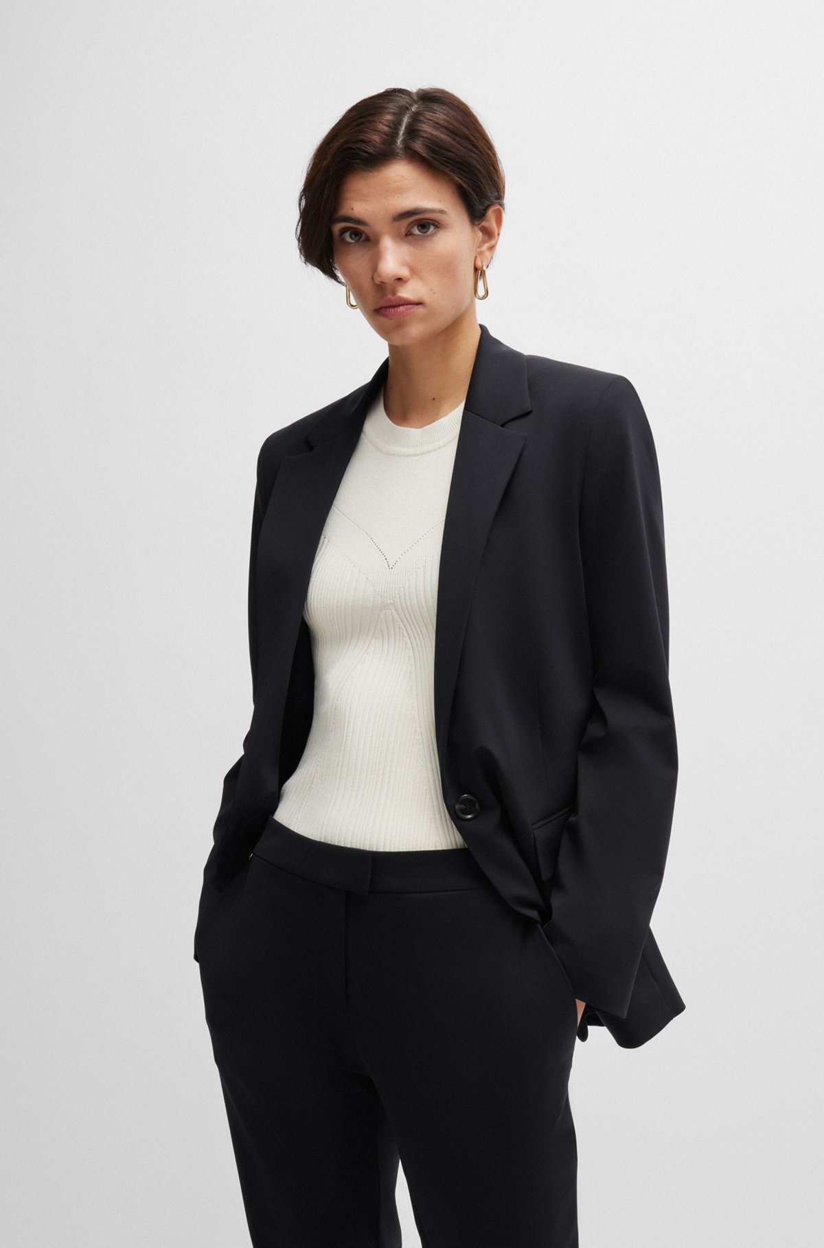 RELAXED-FIT JACKET IN CREASE-RESISTANT STRETCH JERSEY - 2