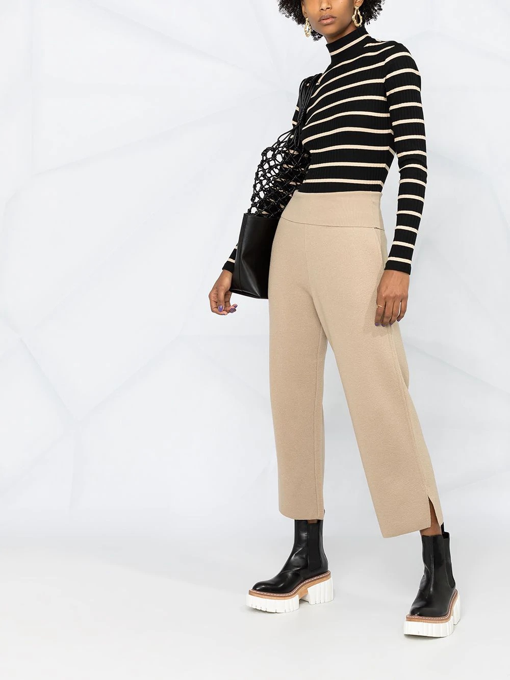 straight-leg wool cropped trousers - 4