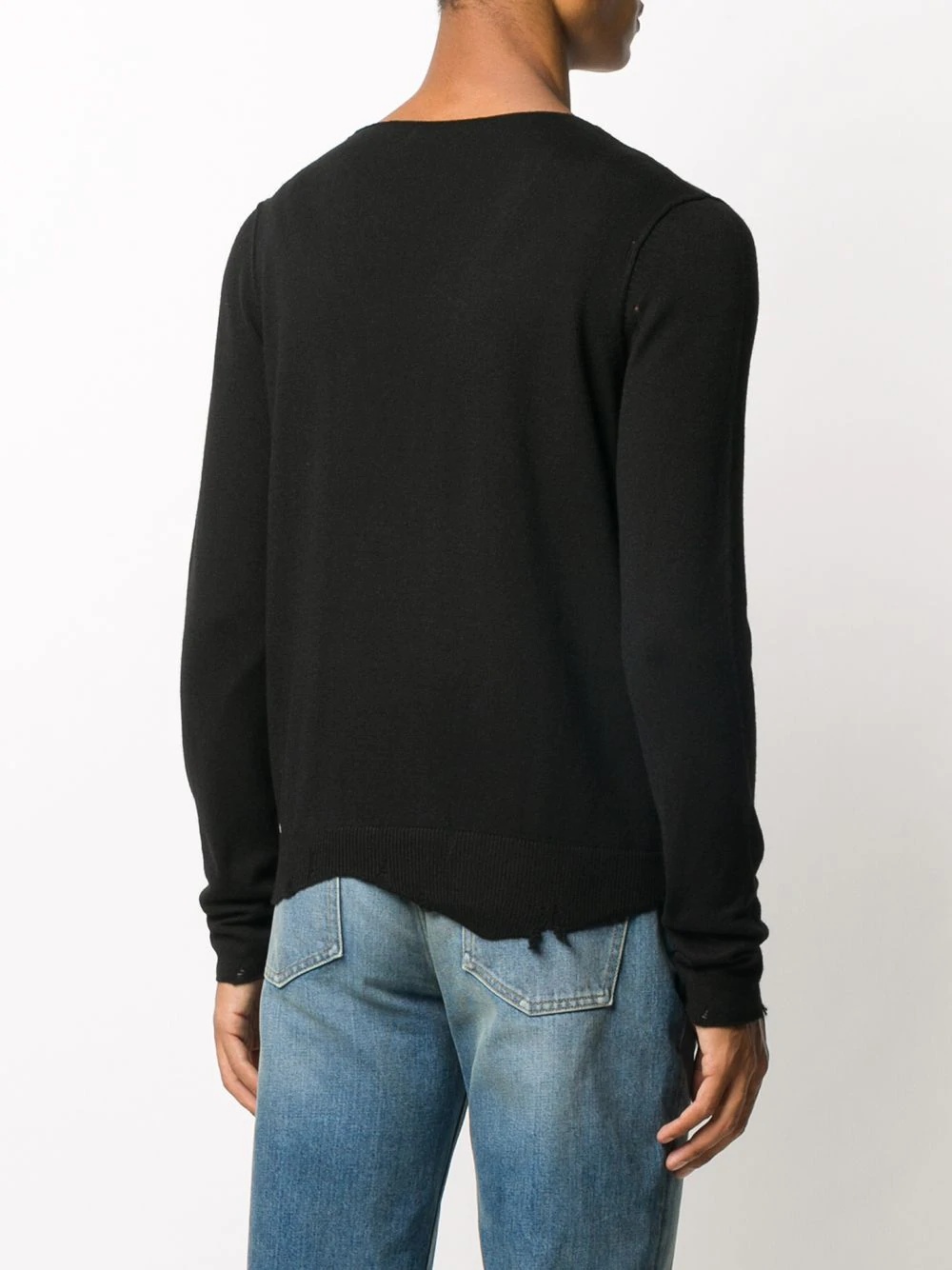 distressed-detailing V-neck jumper - 4