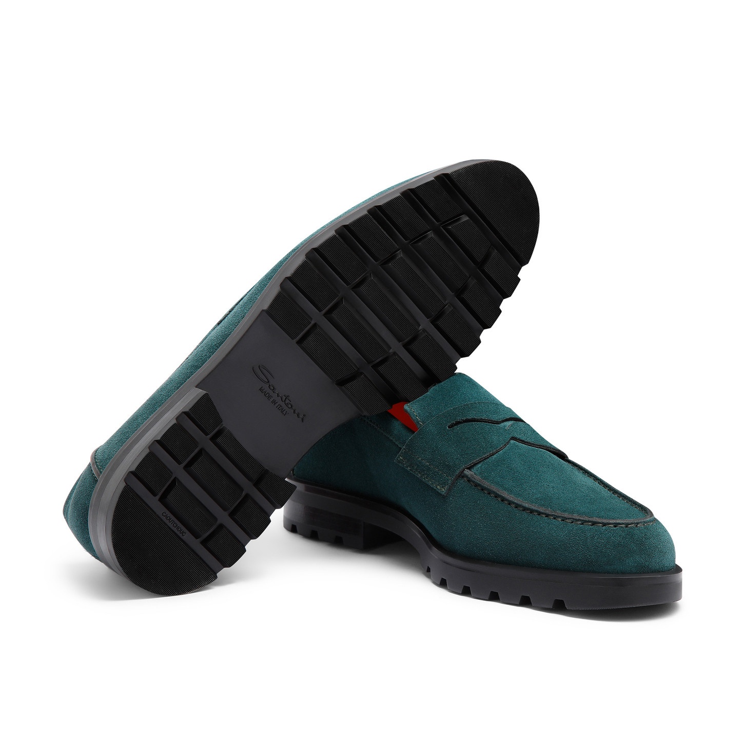 Men's dark green suede penny loafer - 3