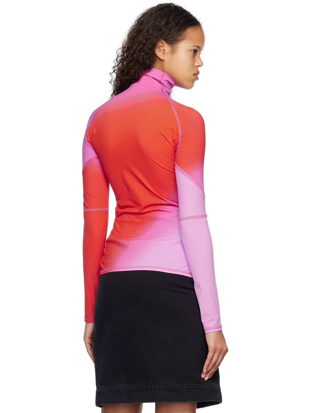 Pink & Red Printed Turtleneck - 3
