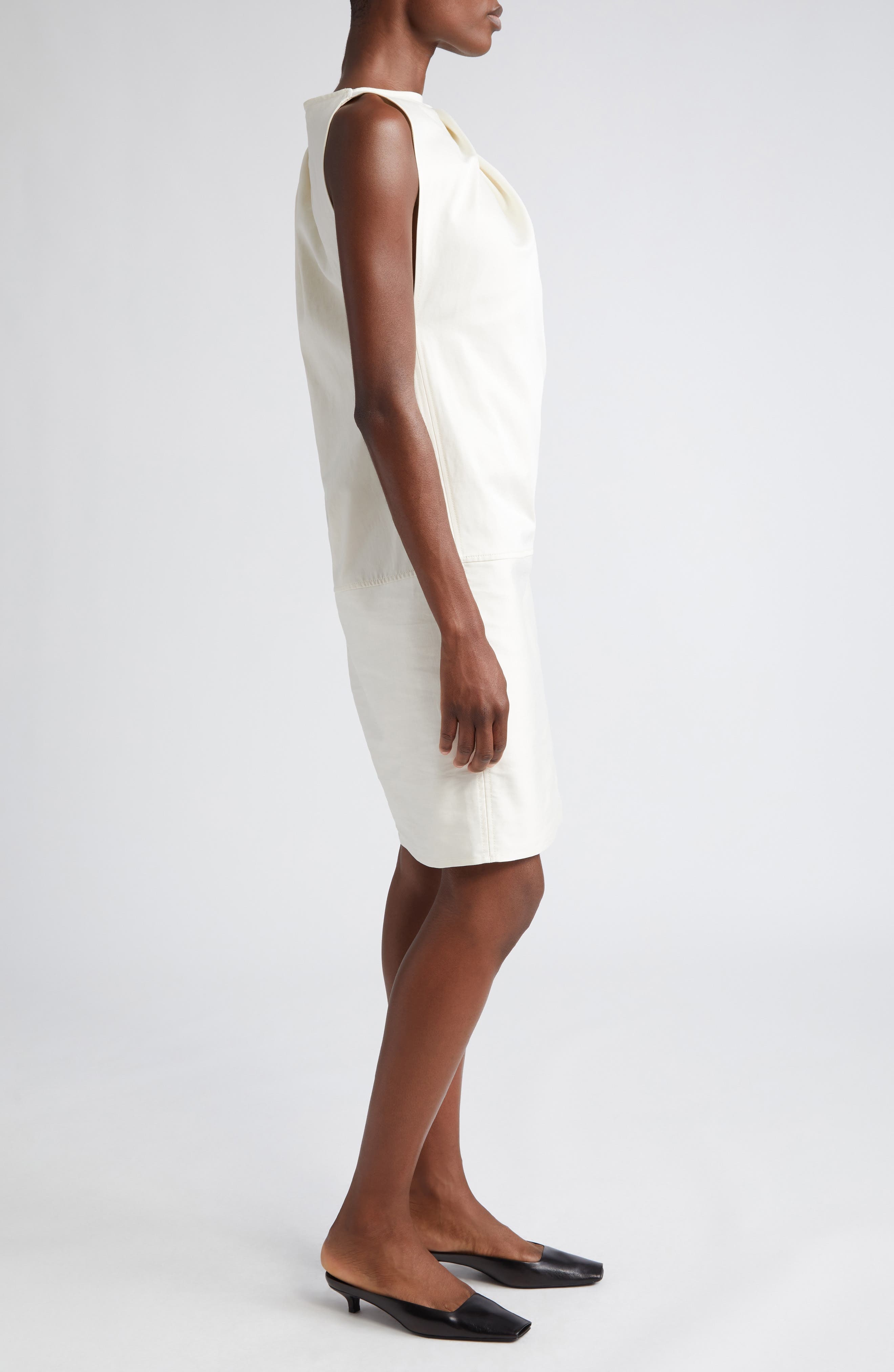 TOTEME Shoulder Twist Satin Shift Dress in Ecru at Nordstrom - 3