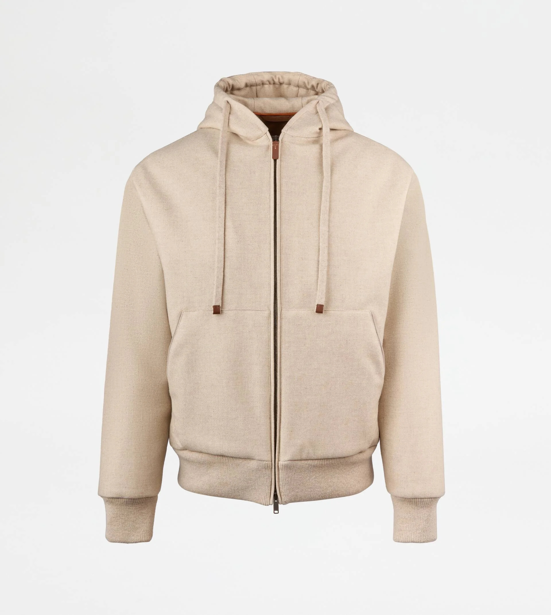 HOODED BOMBER JACKET IN WOOL - BEIGE - 1