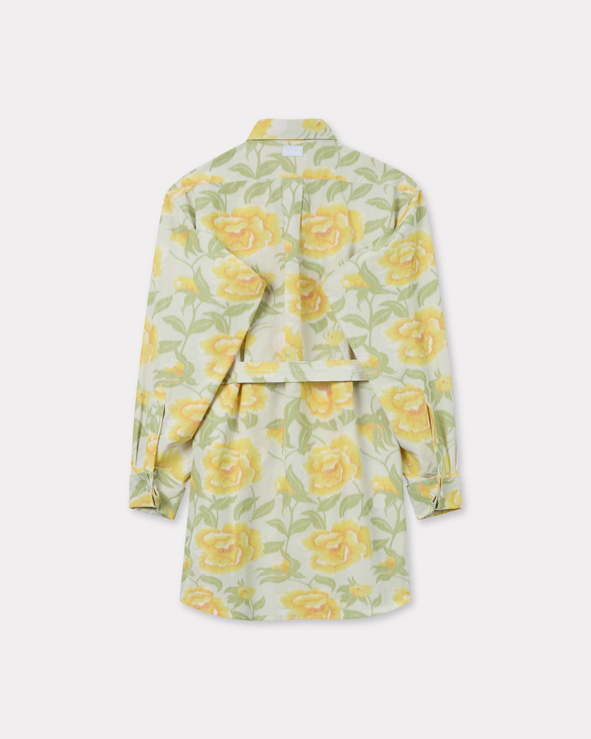 'KENZO Peonies' kimono sleeve shirt dress in cotton linen - 2
