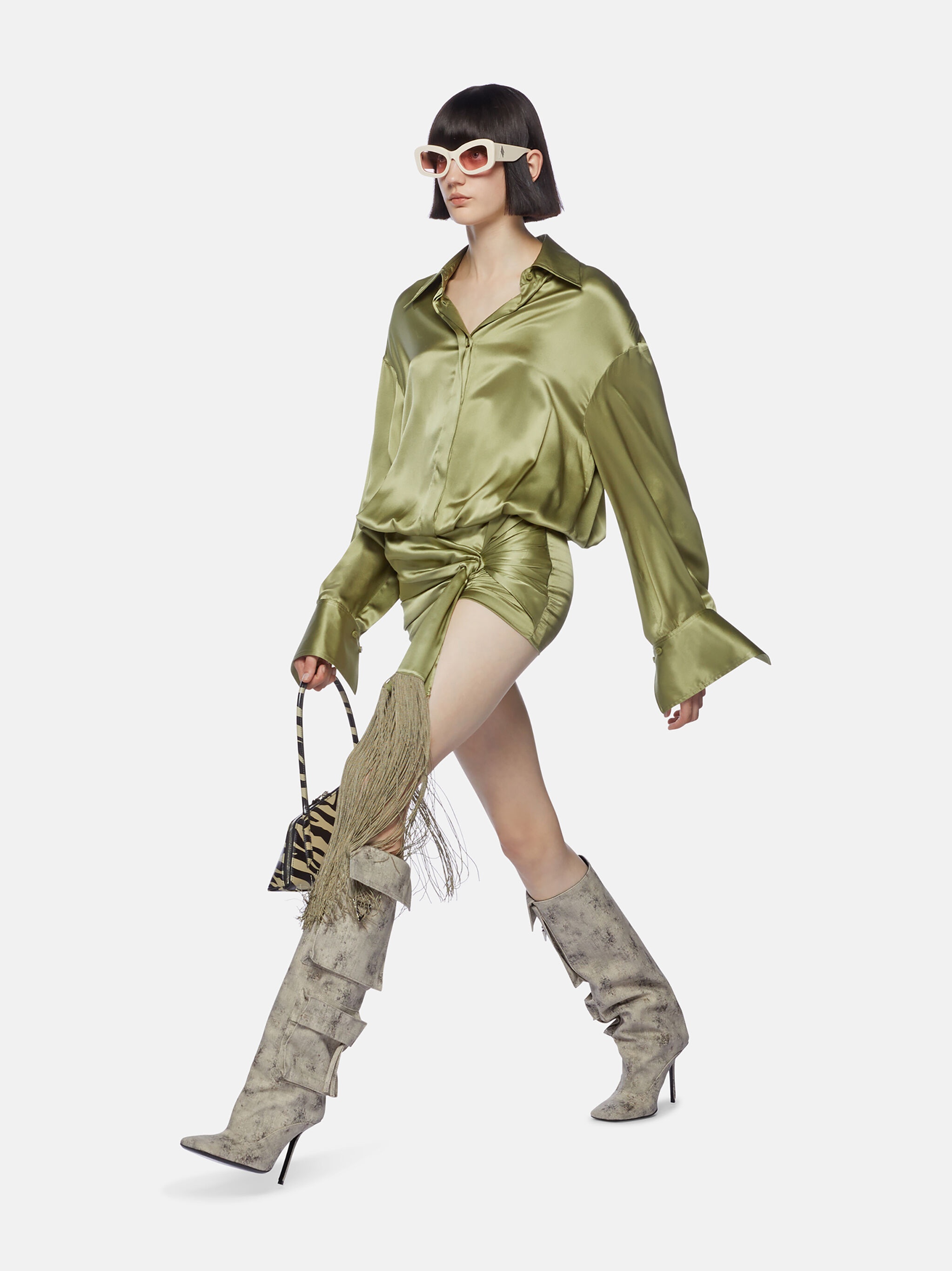SAGE GREEN MINI DRESS - 4