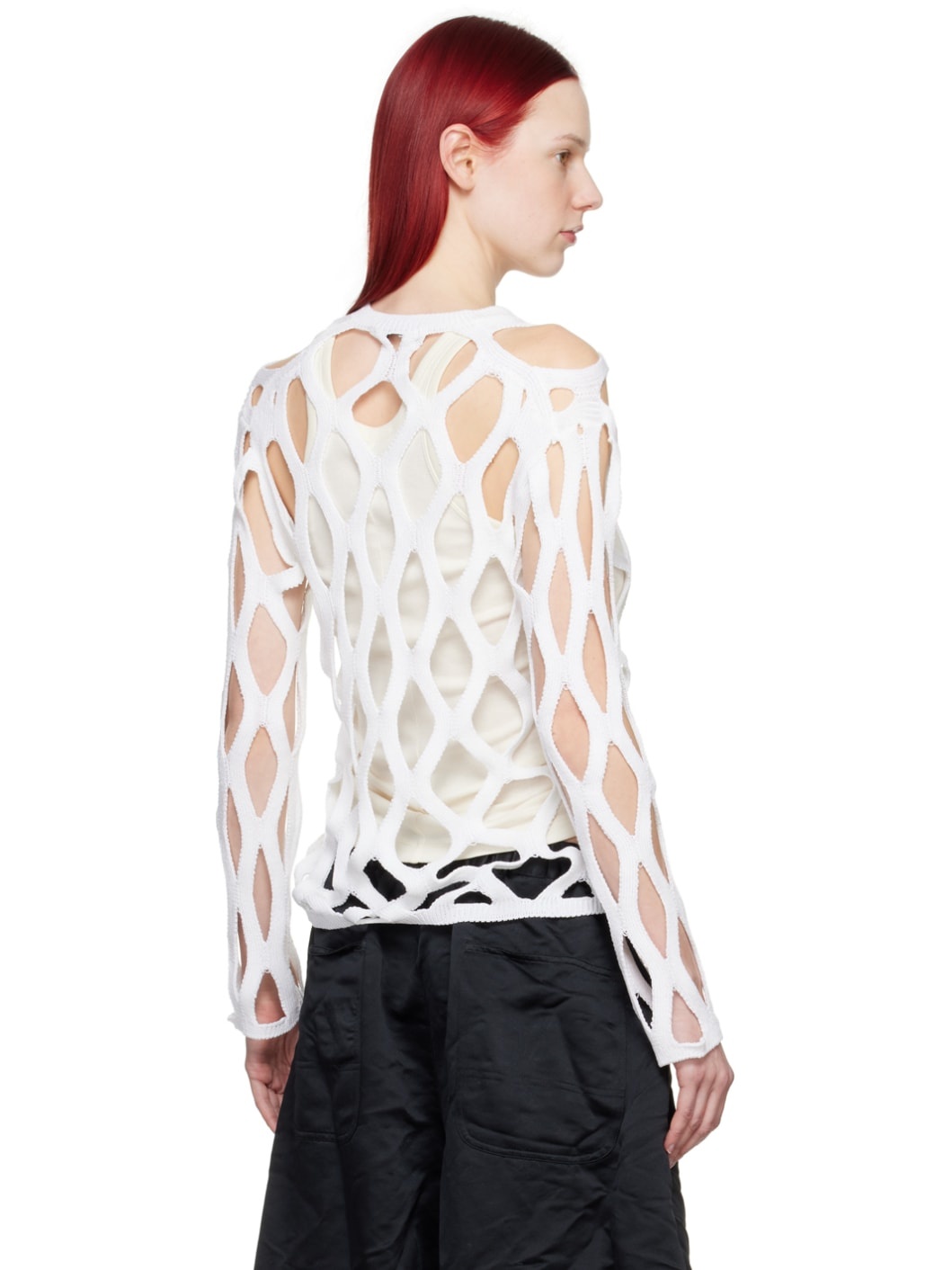 White Cutout Sweater - 3