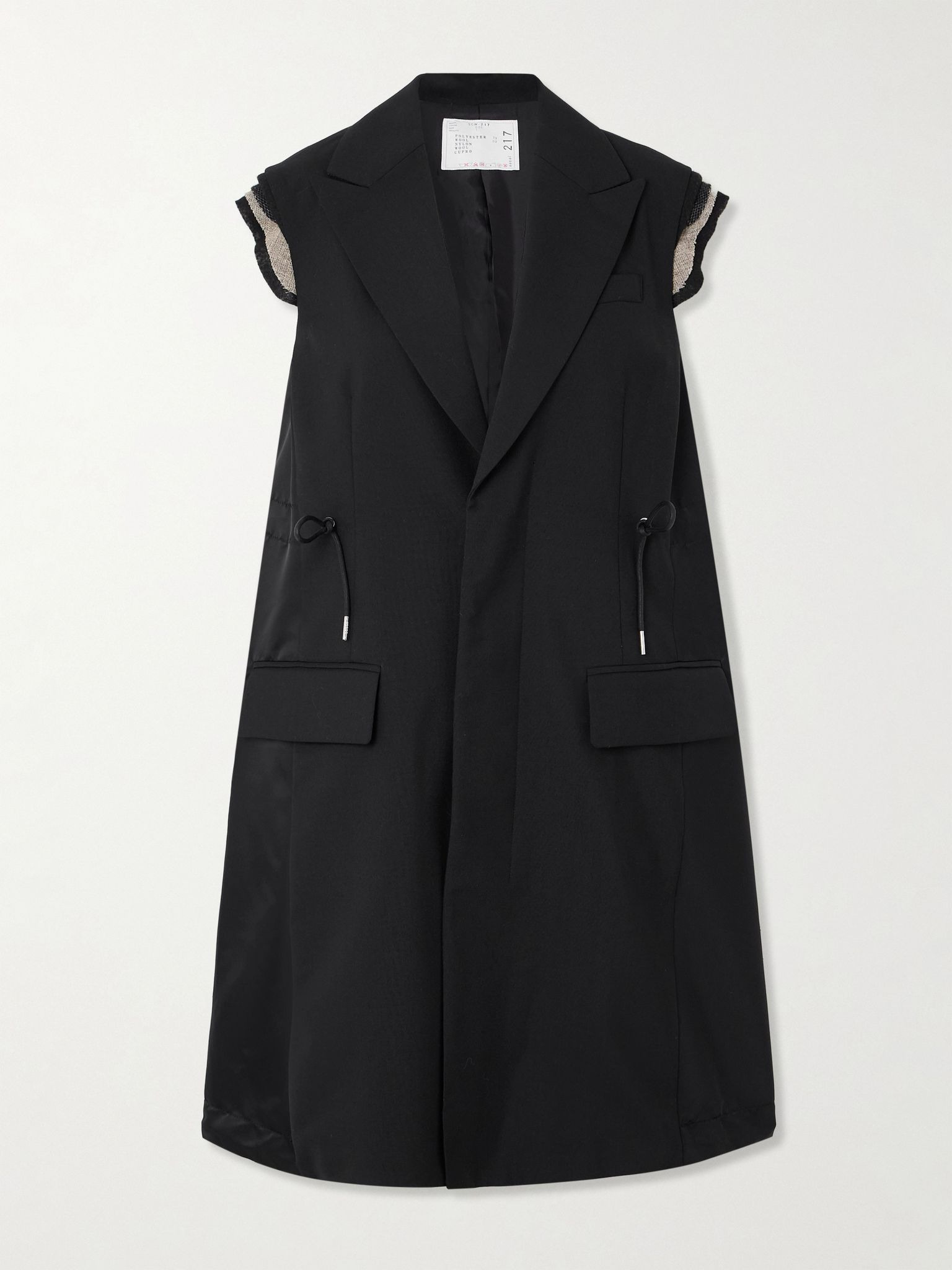 Canvas-trimmed grain de poudre and shell vest Black - 1