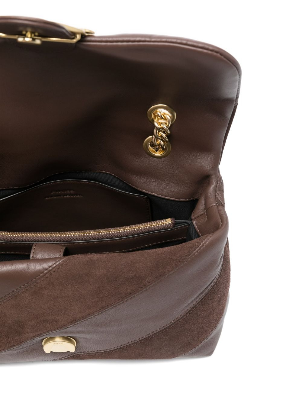 Love leather-suede diagonal-stripe shoulder bag - 5