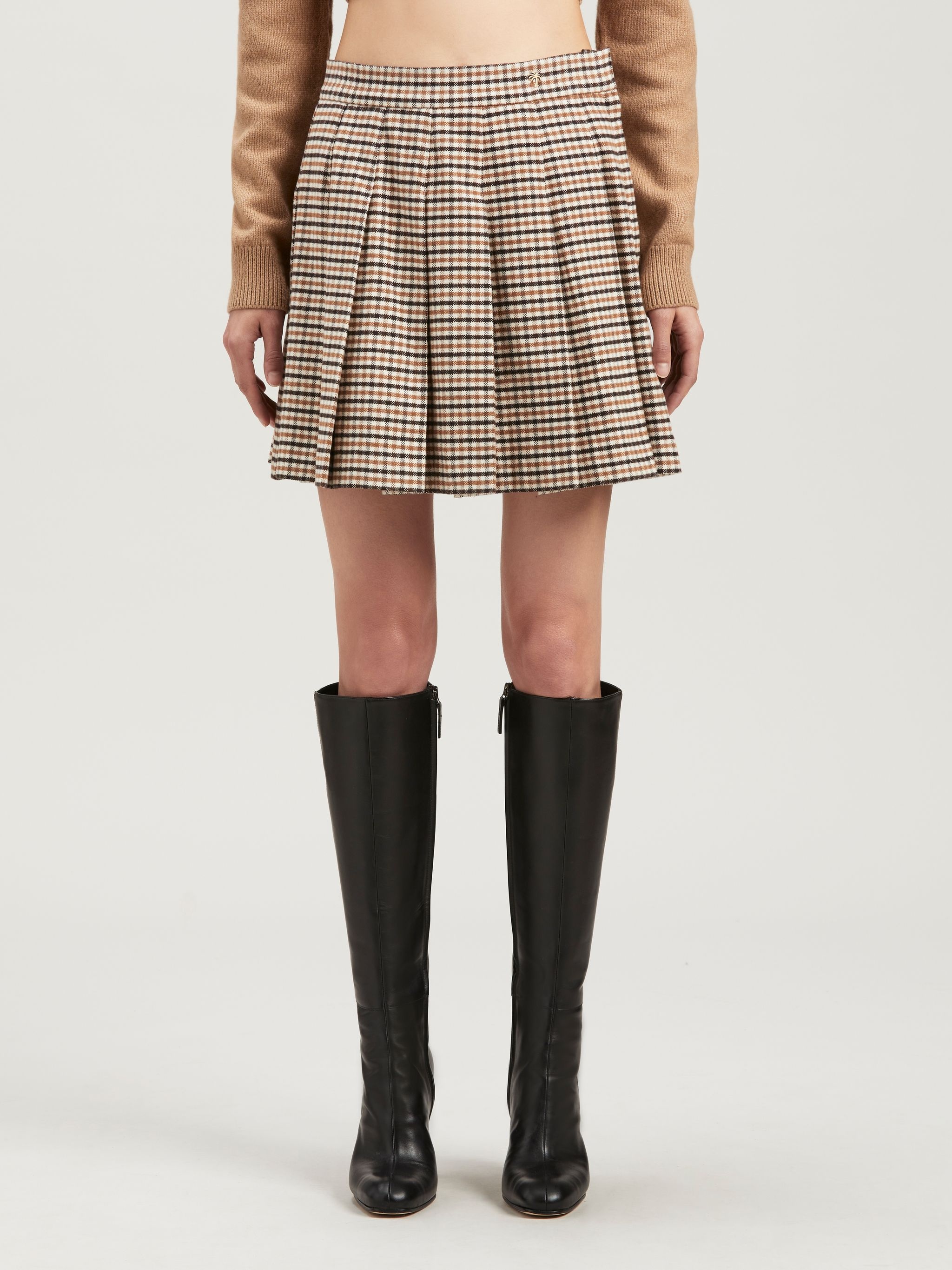 Palm Angels Micro Check Pleated Skirt | REVERSIBLE