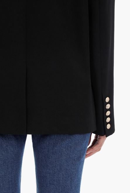 Black wool blazer with gold-tone double-breasted buttoned closure - 5