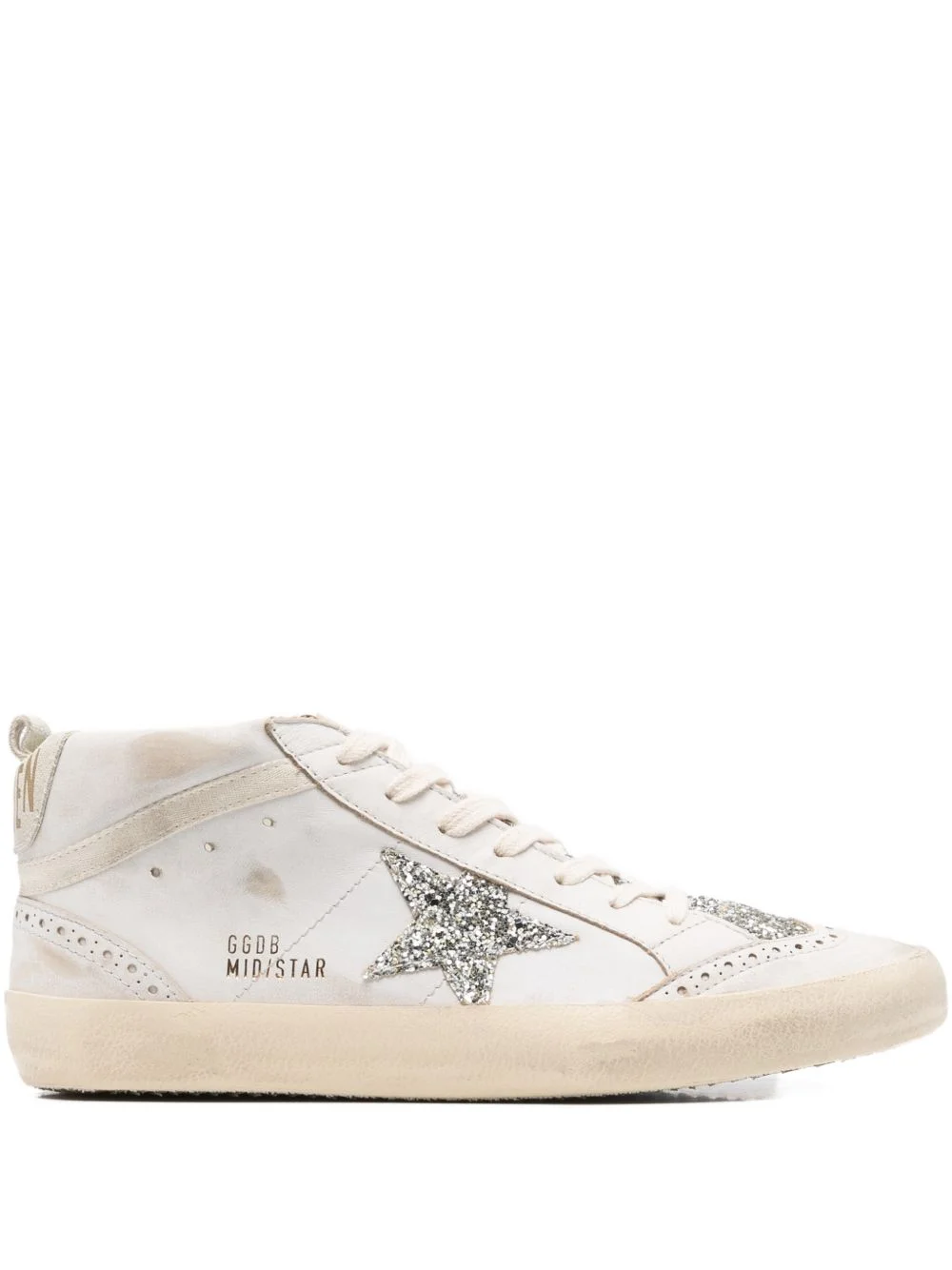 Mid Star glitter-star round-toe sneakers - 1
