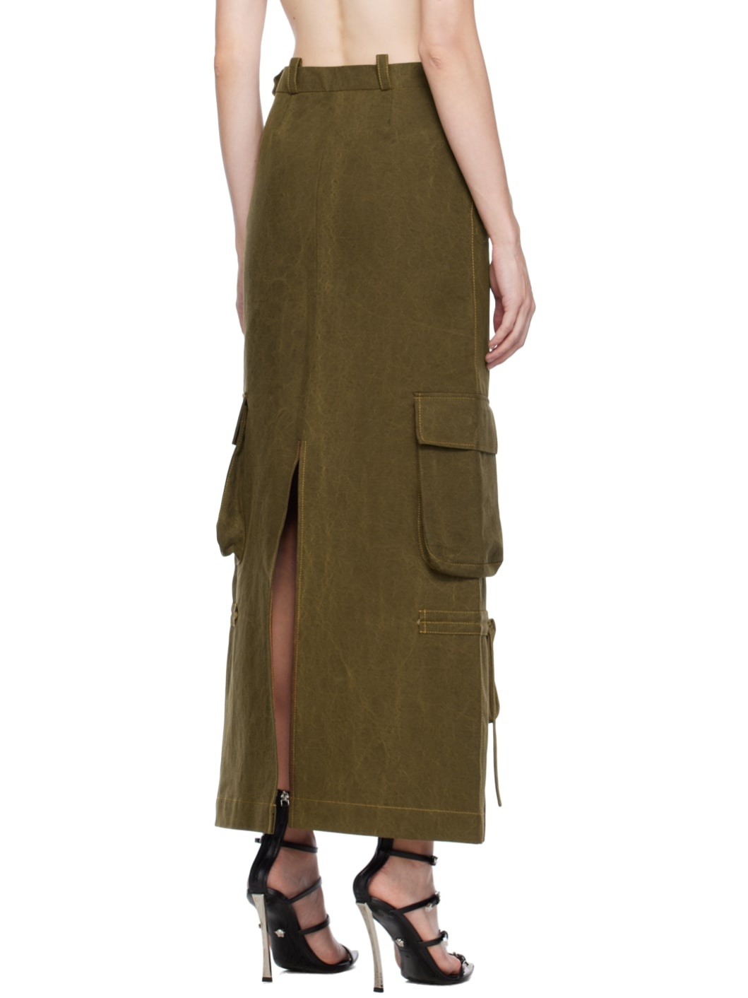 Khaki Cargo Maxi Skirt - 3