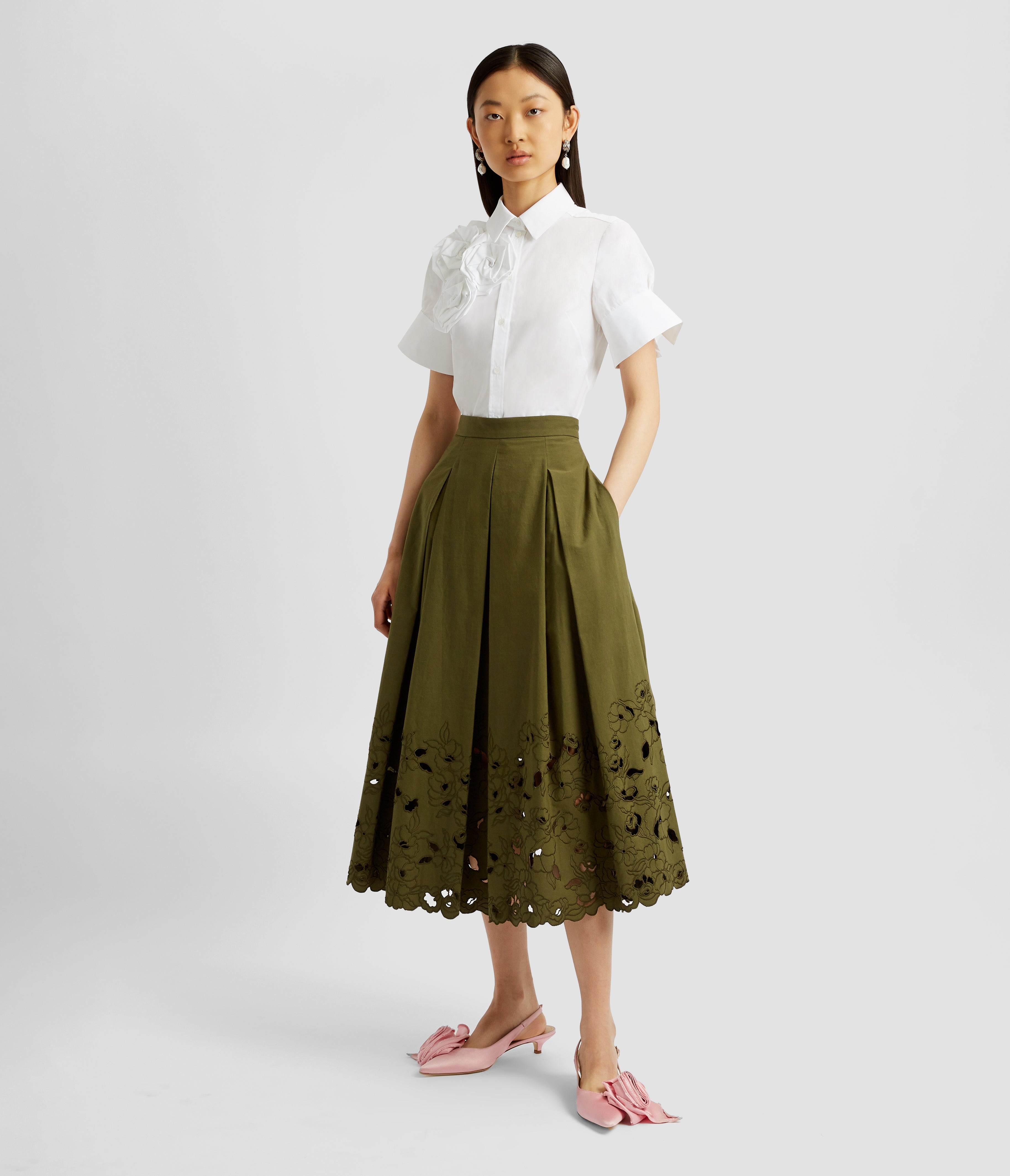 VOLUME HEM PLEAT DETAIL SKIRT - 4