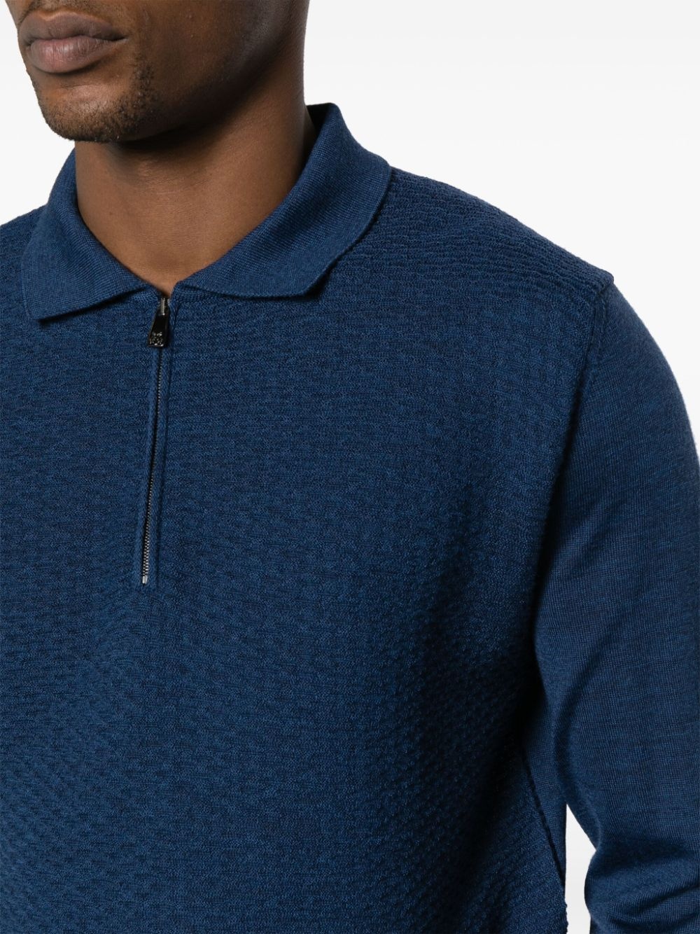 waffle-knit wool polo shirt - 5