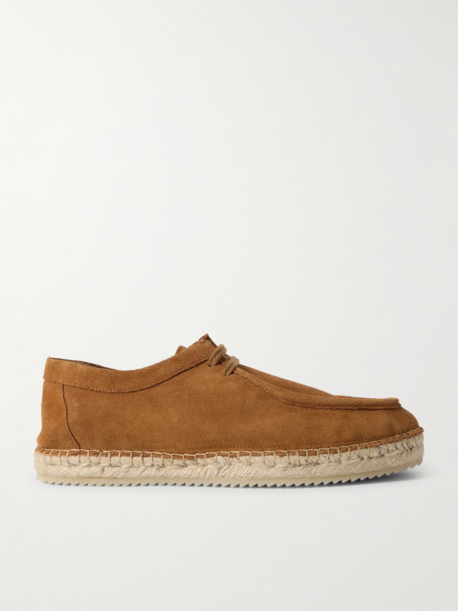 Rodolfo Jute-Trimmed Suede Derby Shoes Brown - 1