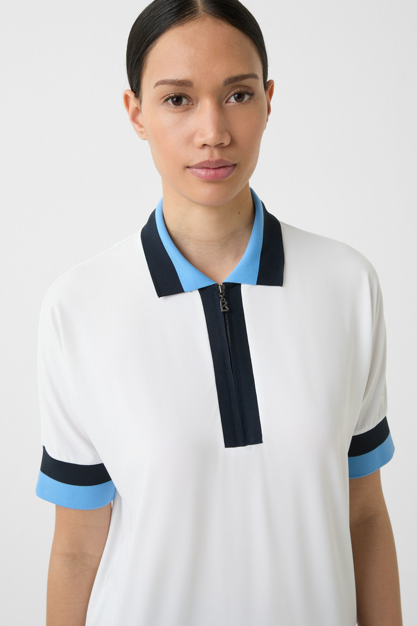 Andrina Functional polo shirt in Off-white/Blue - 4