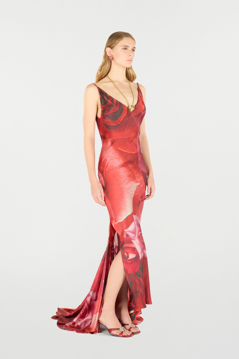 Long Dress With Rose Print And Bejeweled Tiger 3