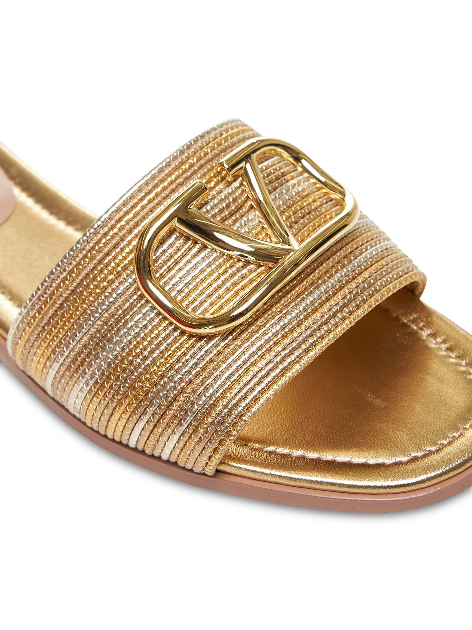 Valentino Garavani Women Gold Vlogo Signature Slide Sandals - 4