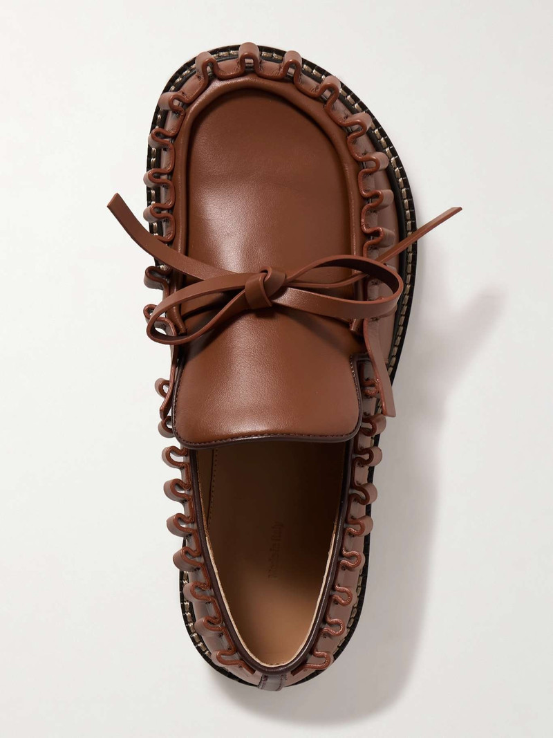 JW Anderson Ruffled leather loafers Tan outlook