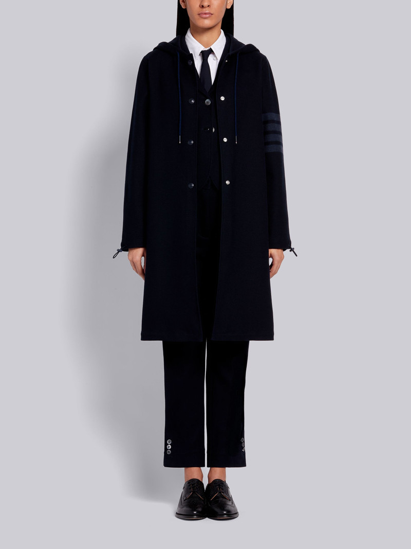 Navy Double Face Cotton Twill Hooded Tonal 4-Bar Parka 4