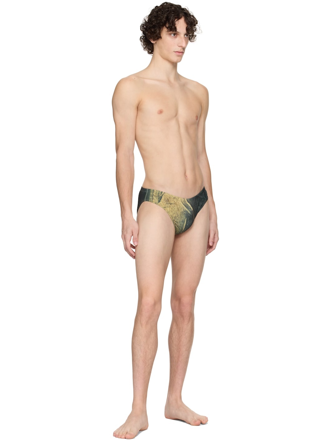 SSENSE Exclusive Navy & Yellow Body Printed Water Swim Briefs - 4