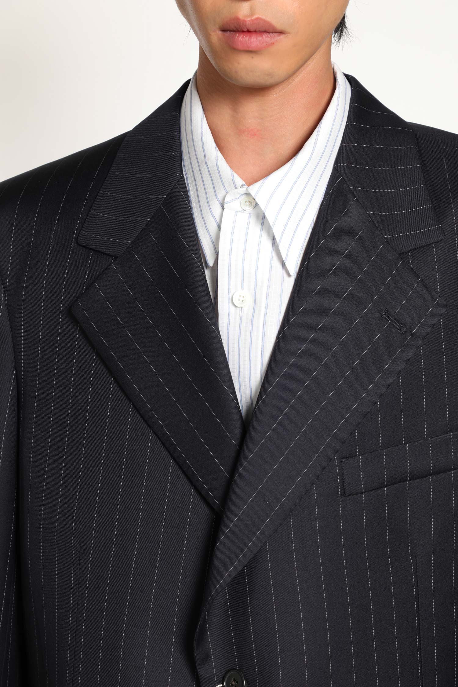 Pinstriped Wool Blazer - 4