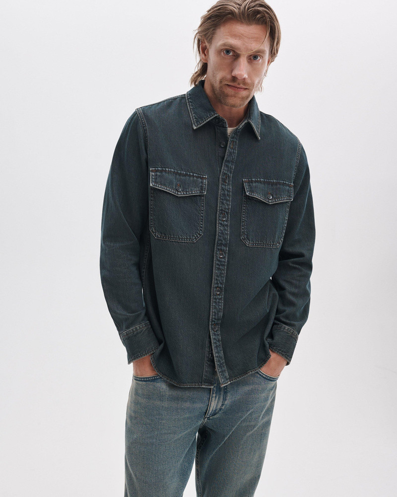 rag & bone Infuse Denim CPO Overshirt Ultra Featherweight in Infuse Oil Indigo outlook