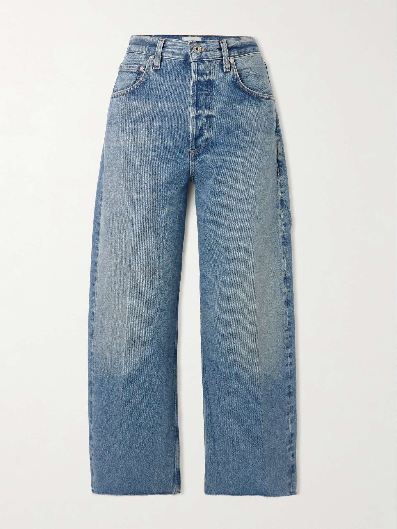 Ayla cropped frayed high-rise wide-leg jeans Mid denim - 1