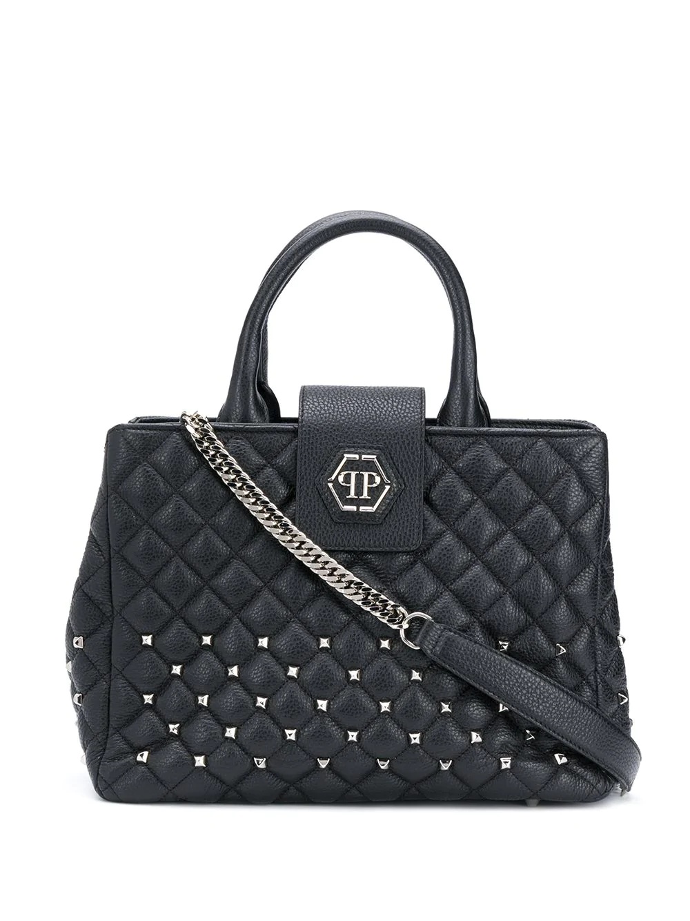 stud-embellished quilted tote - 1