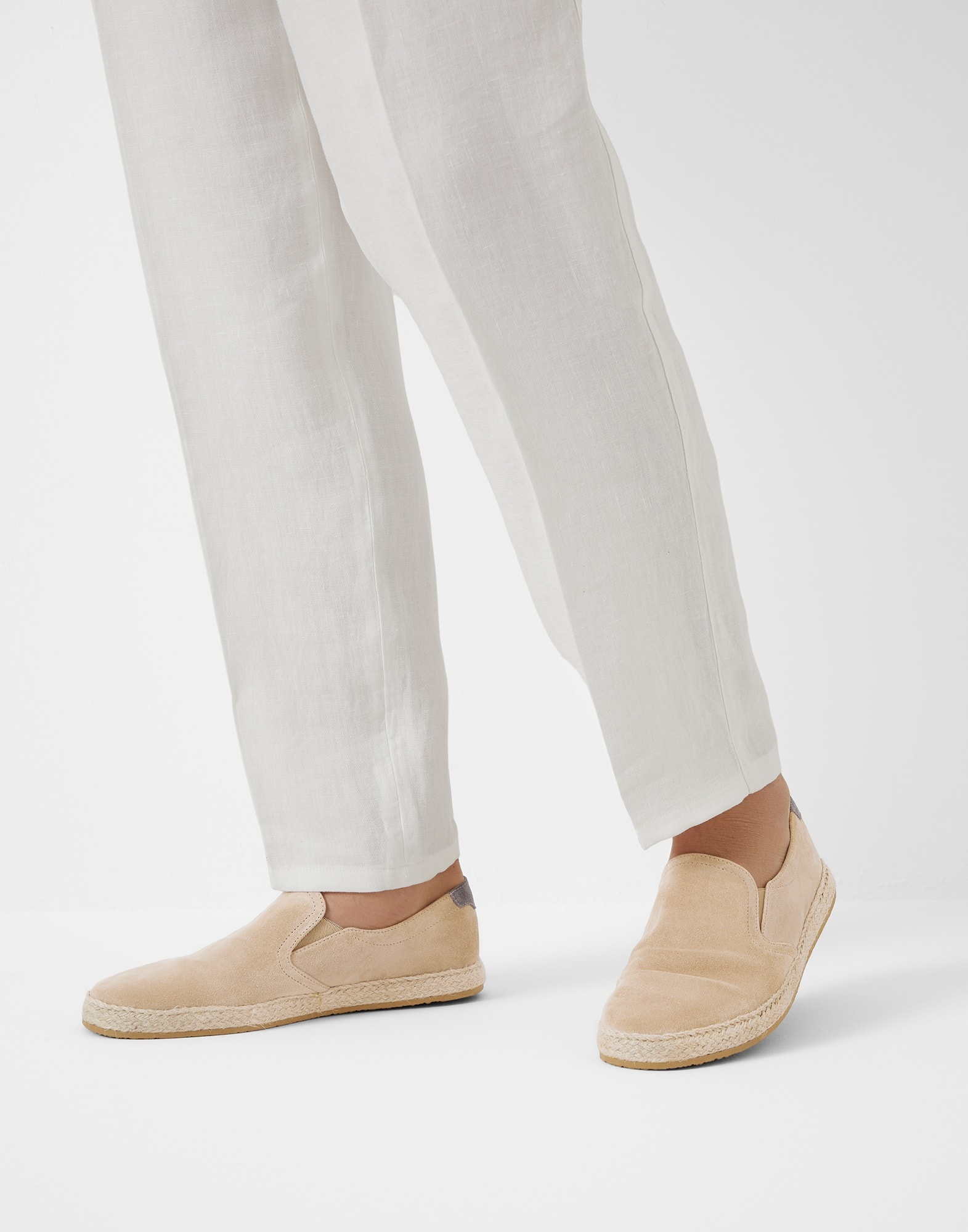 Washed suede slip-ons with rope insert - 4
