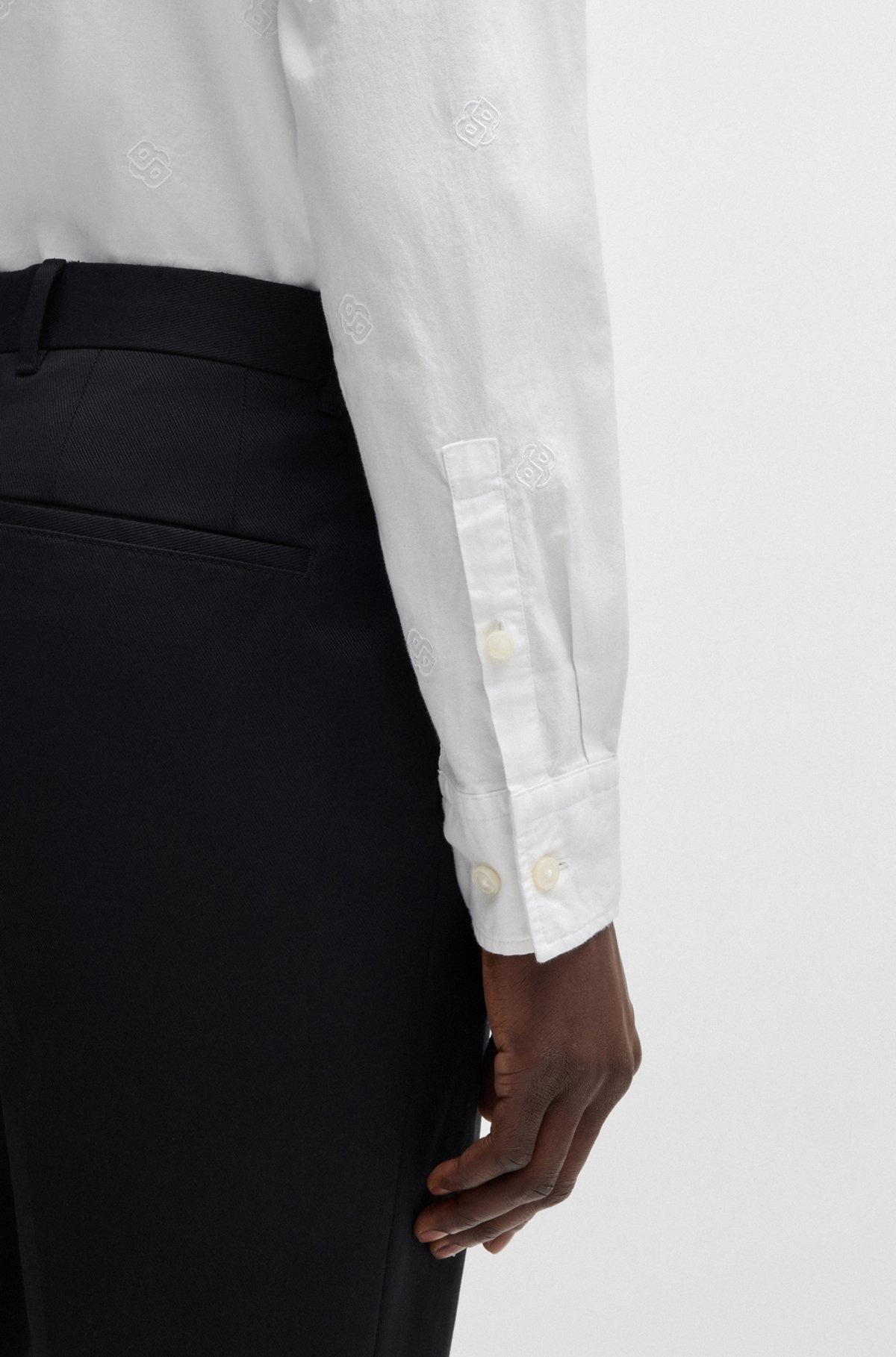 RELAXED-FIT COTTON SHIRT WITH EMBROIDERED DOUBLE B MONOGRAMS - 6