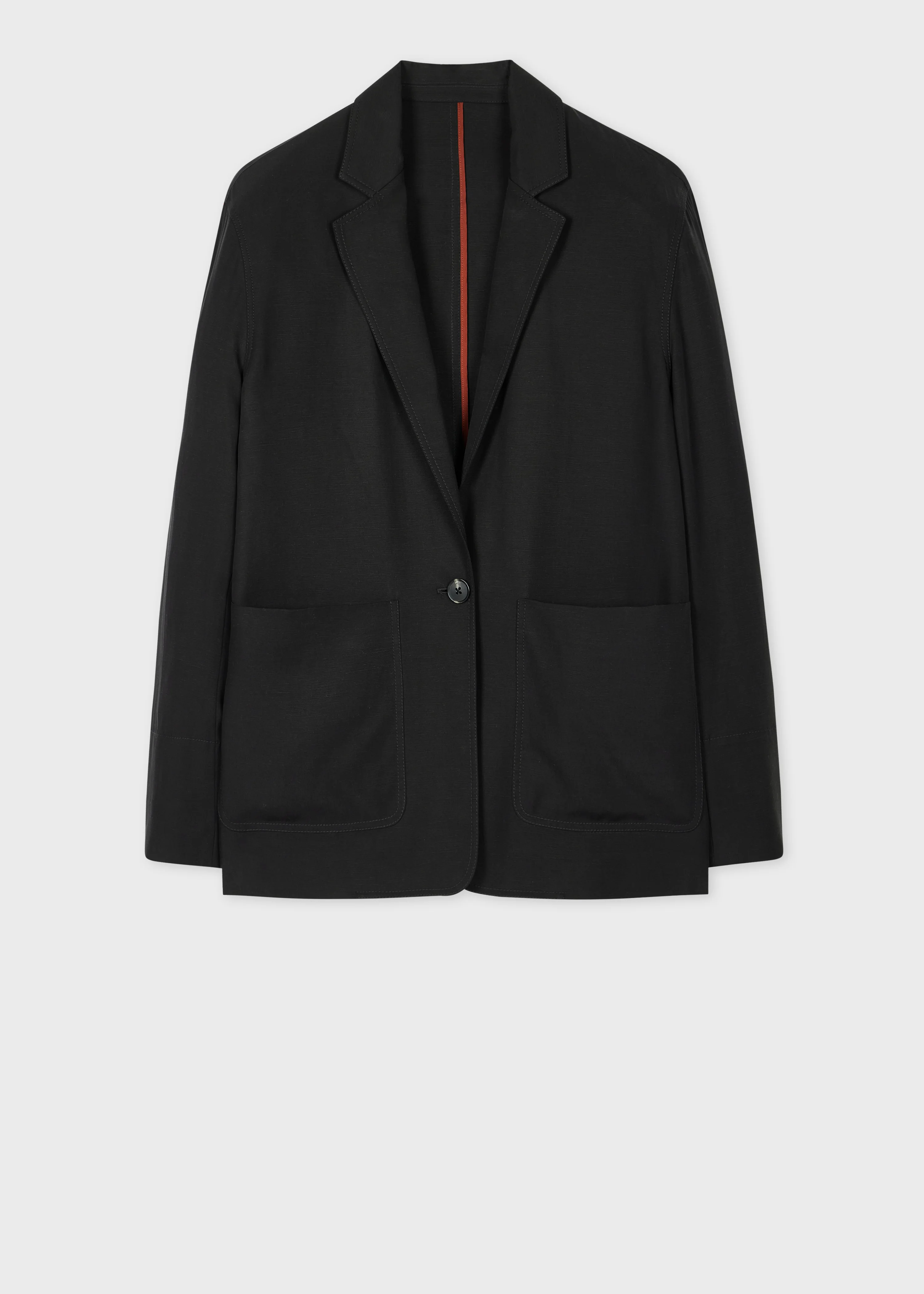 Women's Black Linen-Blend Patch Pocket Blazer - 1