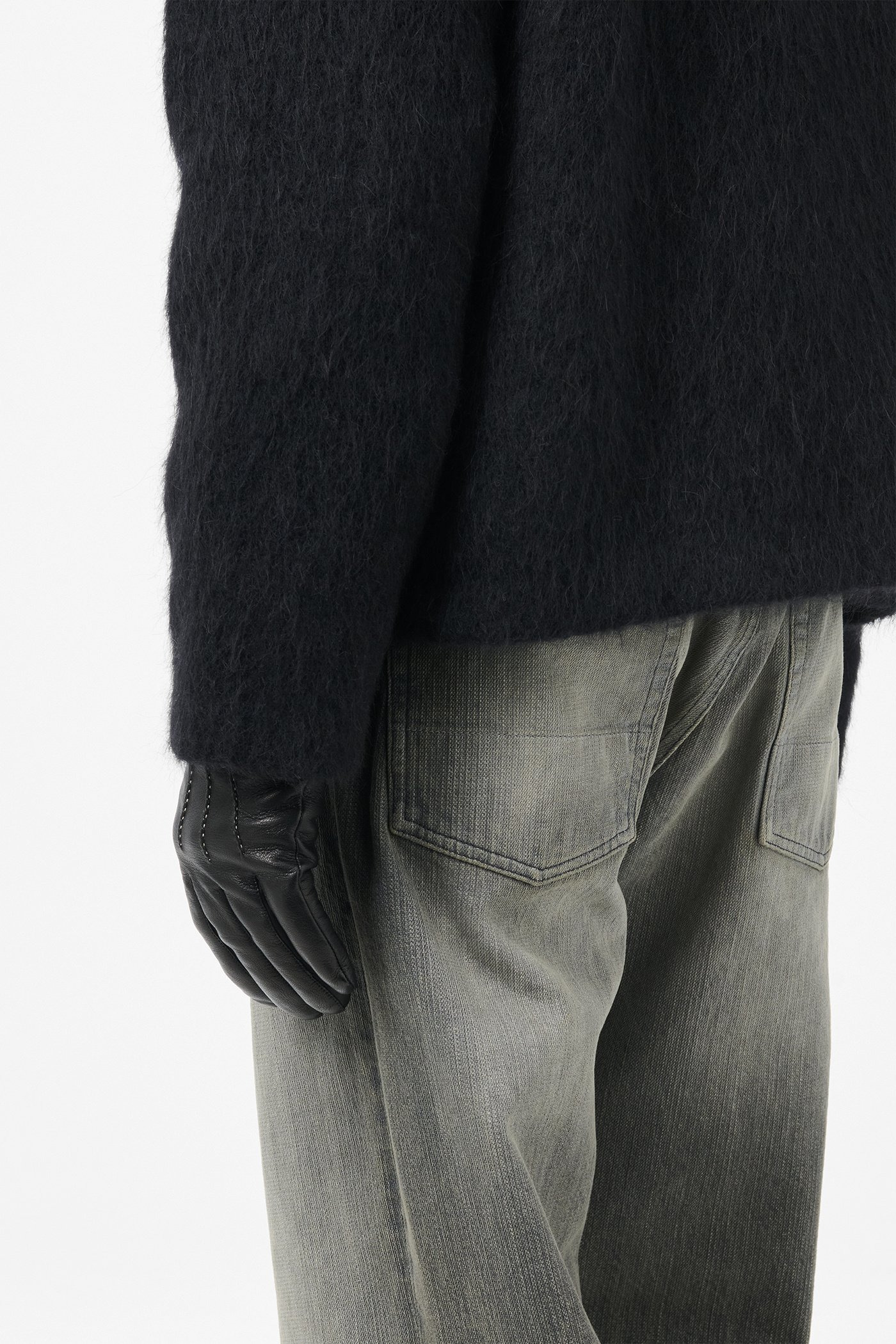 Full Zip Hood Black Hairy Wool - 6
