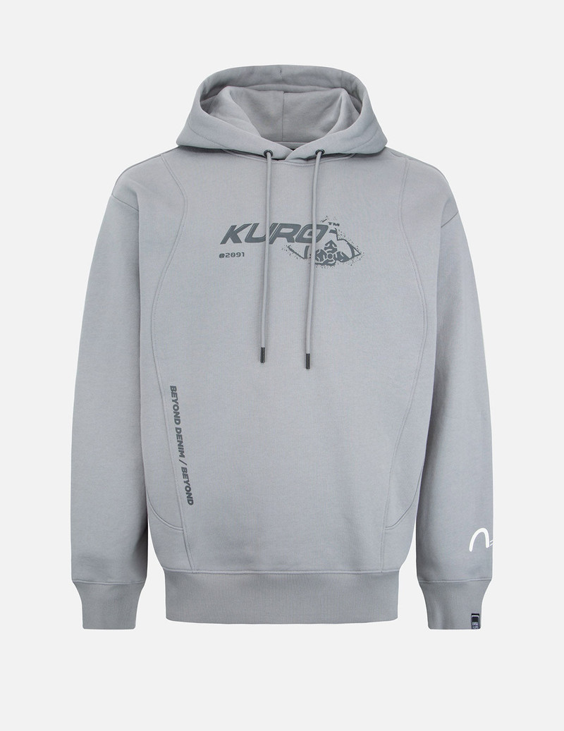 Snow Mountain-pattern Kamon Print Hooded Sweatshirt 1