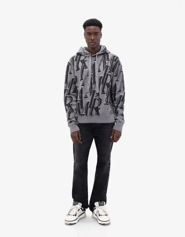Amiri Grey Repeat Logo Hoodie - 7