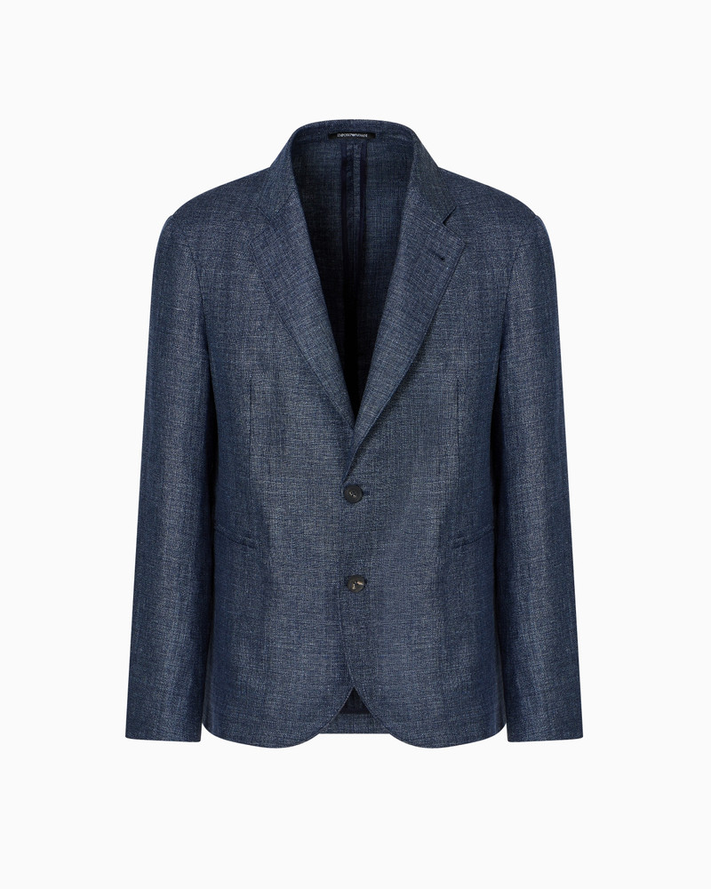 FADED LINEN AND WOOL SINGLE-BREASTED JACKET 1