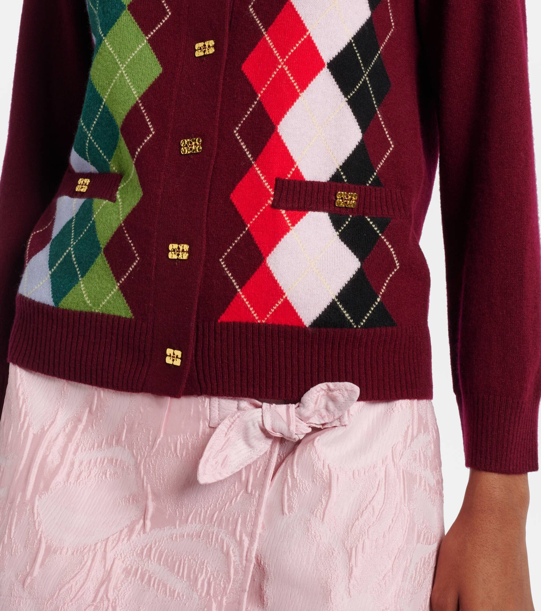 Argyle wool and cashmere cardigan - 5