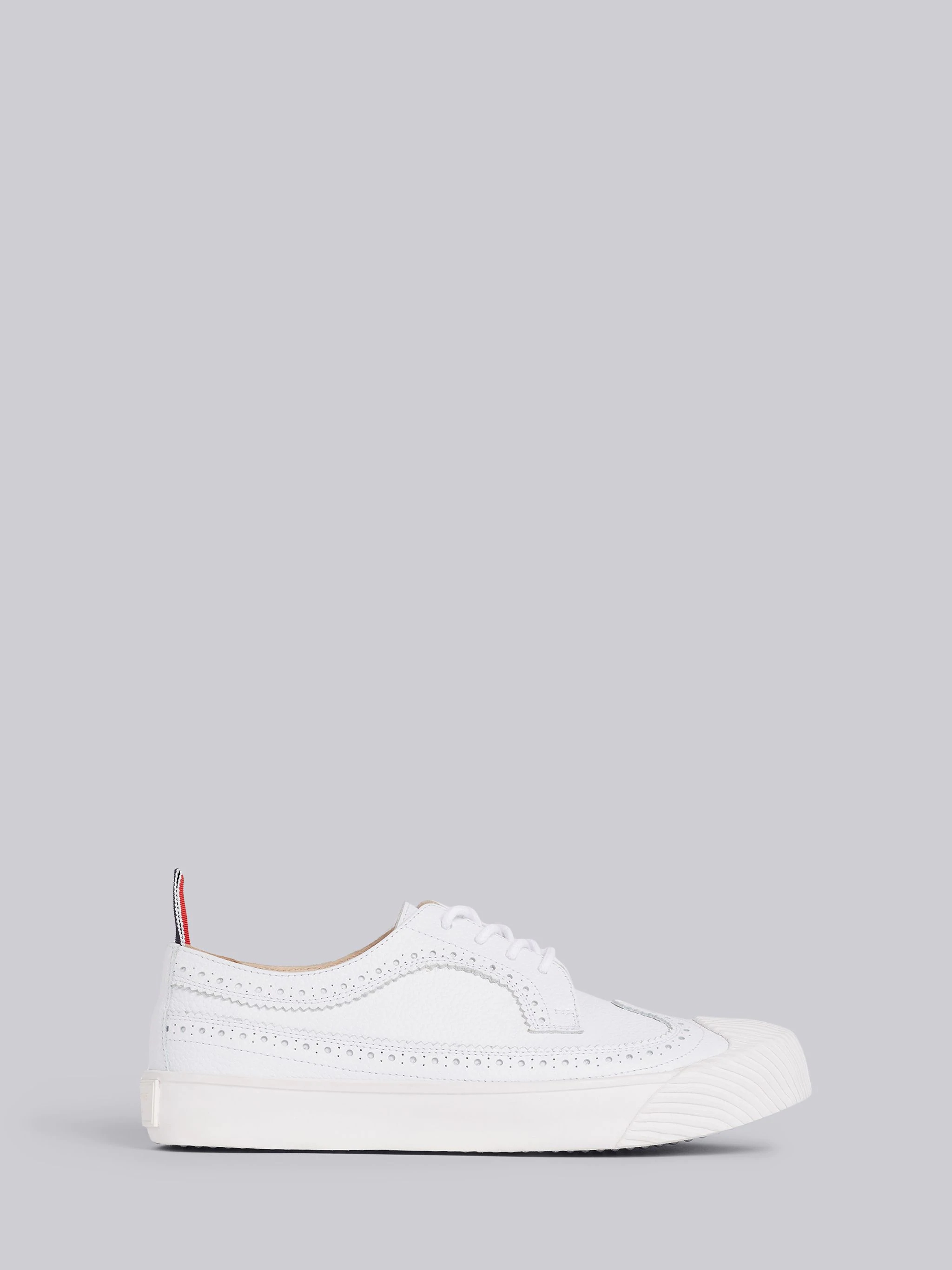 White Pebbled Calfskin Longwing Brogue Trainer - 1