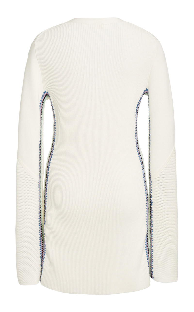 Chloé Contrast Sleeve Wool Cardigan white outlook