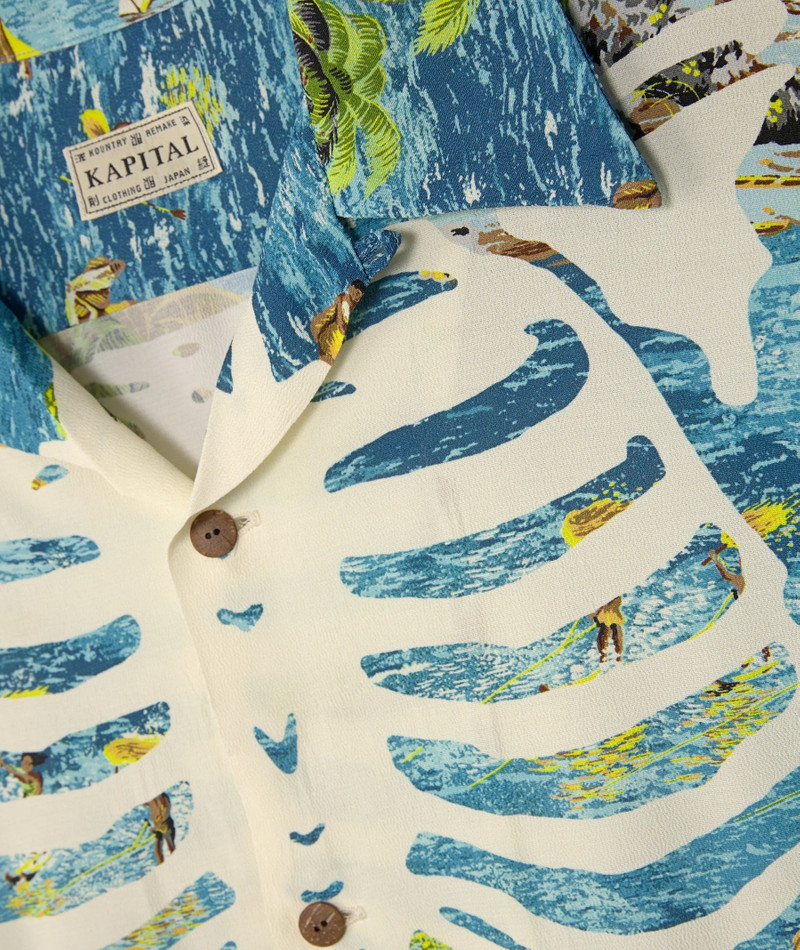 Kapital KAPITAL Rayon KAMEKAMEHA BONE Aloha Shirt 'BLUE' outlook