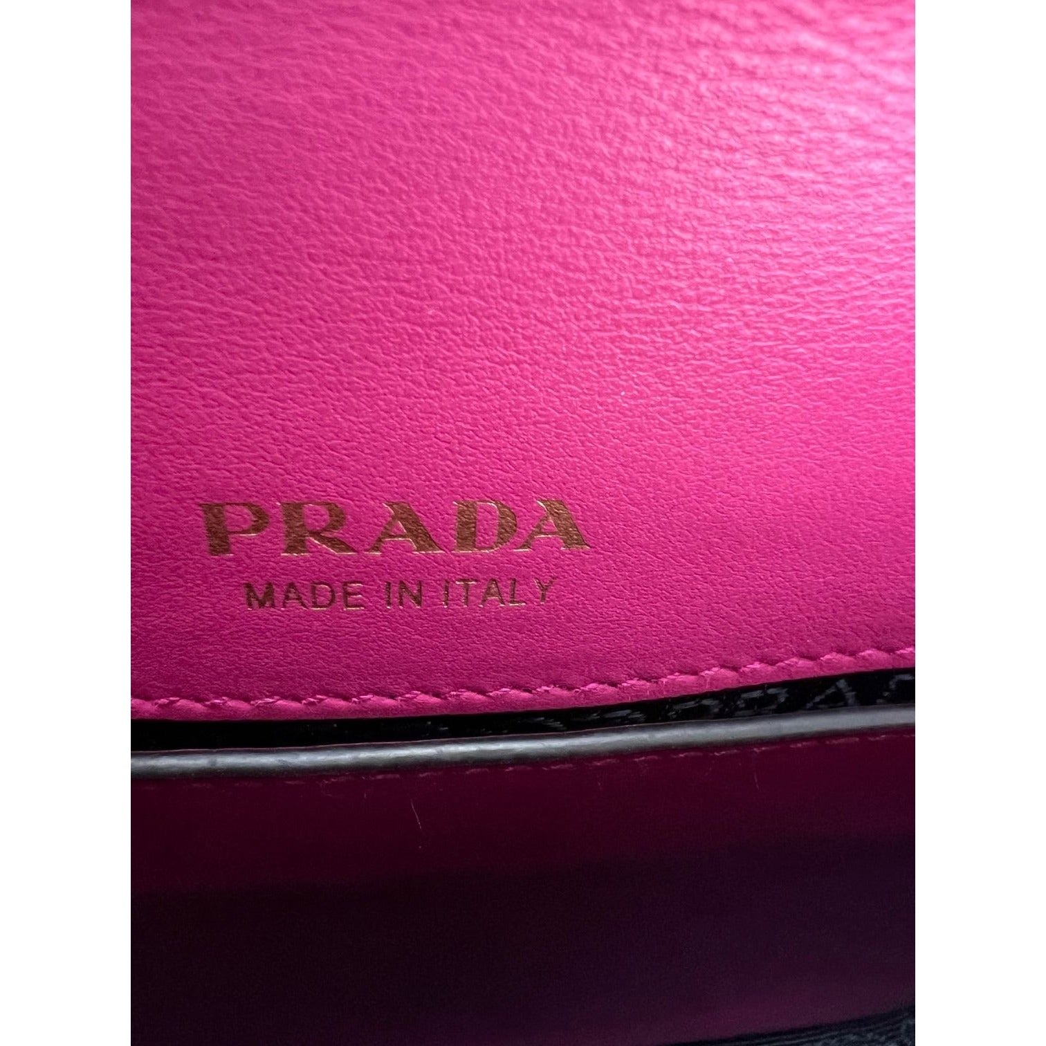 Prada City Calf Cahier Pink Black Leather Crossbody Belt Bag - 4
