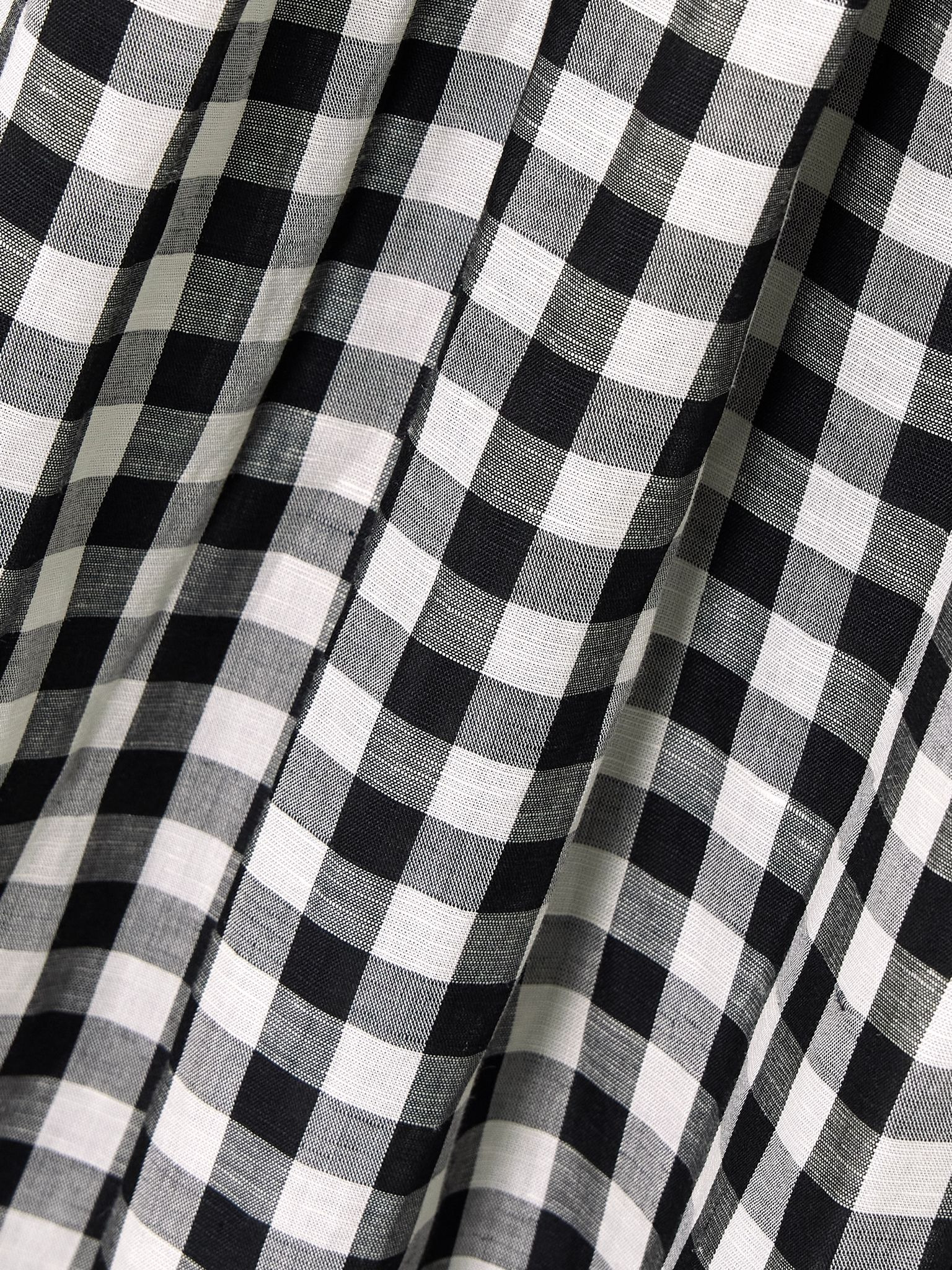 Leslie tie-detailed smocked gingham voile midi dress Black - 4
