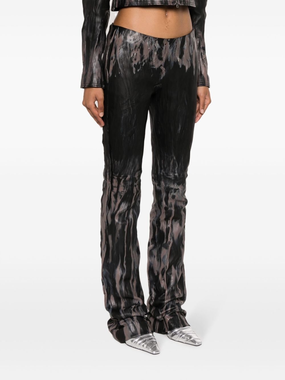 faded-effect flared trousers - 3