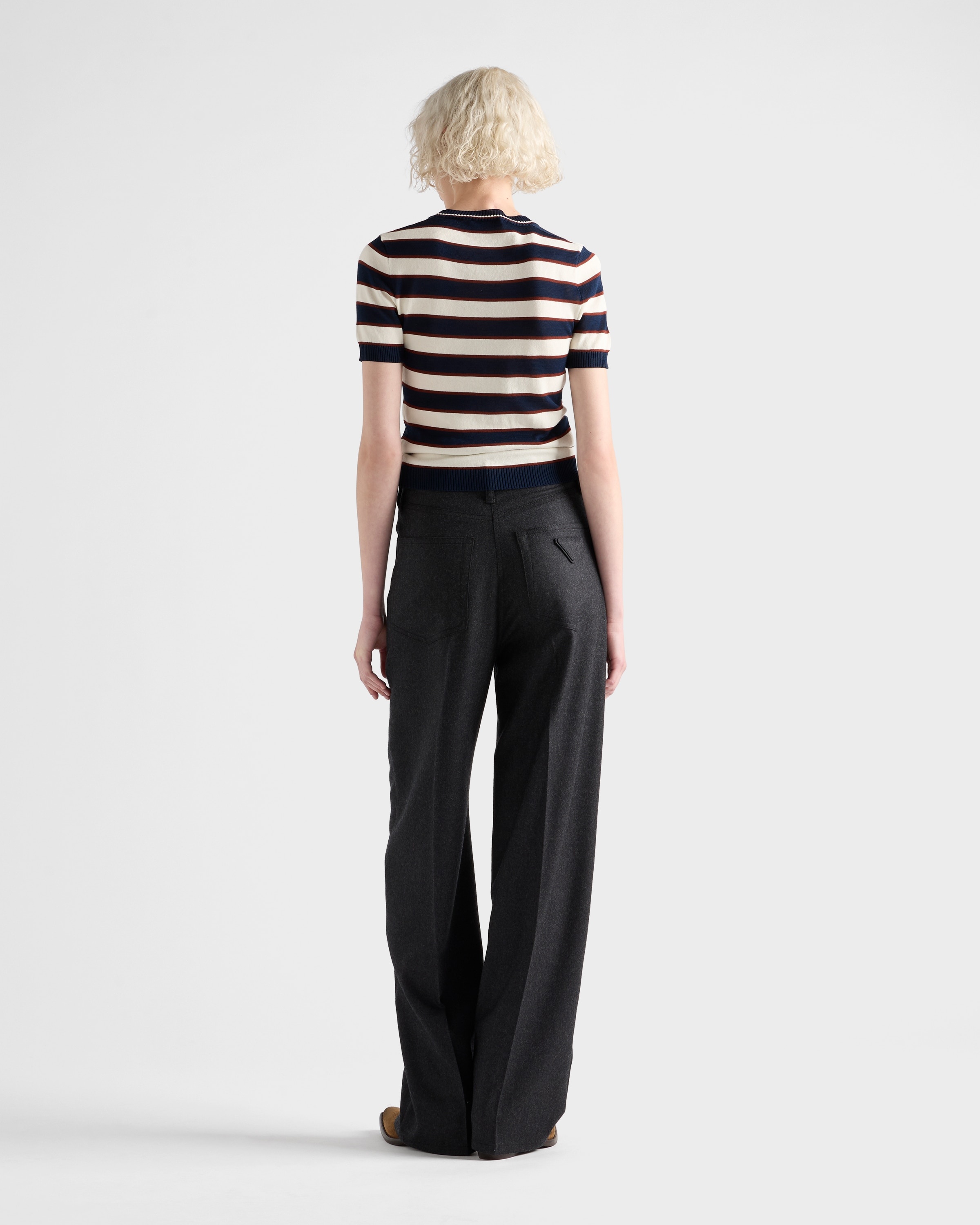 Striped crew-neck cotton sweater - 5