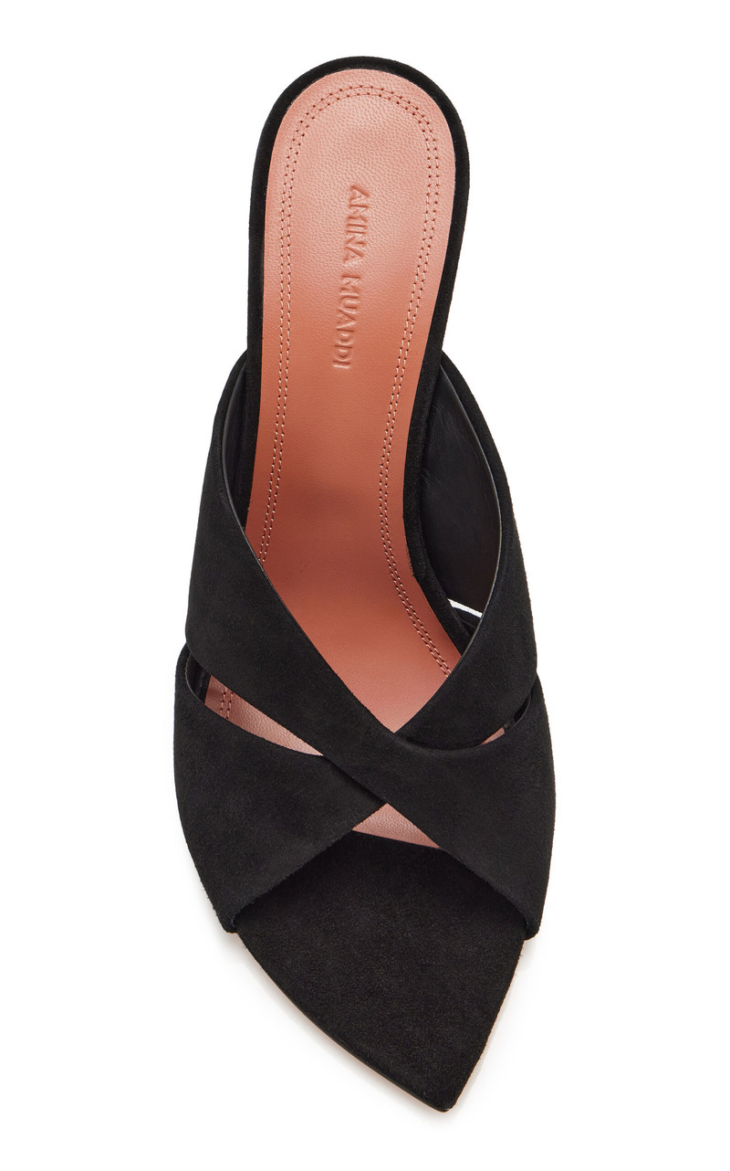 Amina Muaddi Samantha Suede Sandals black outlook