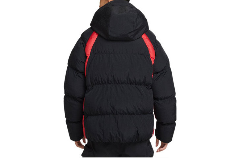 Jordan Air Jordan Geometry Pattern Color Block Hooded Padded Jacket Men's Black DX6596-010 outlook