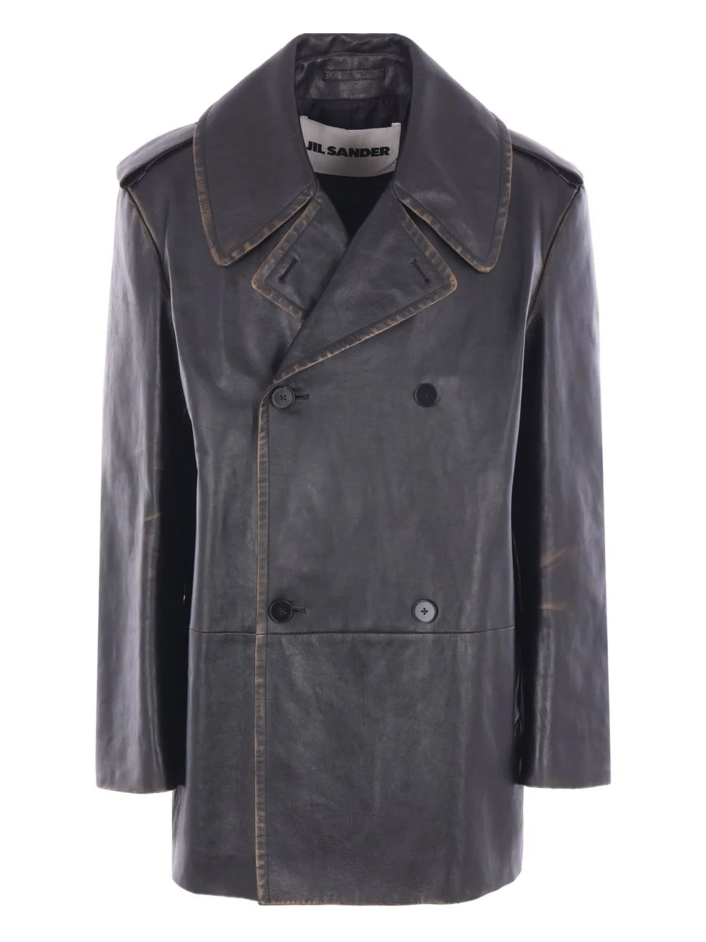 buttoned leather jacket - 1