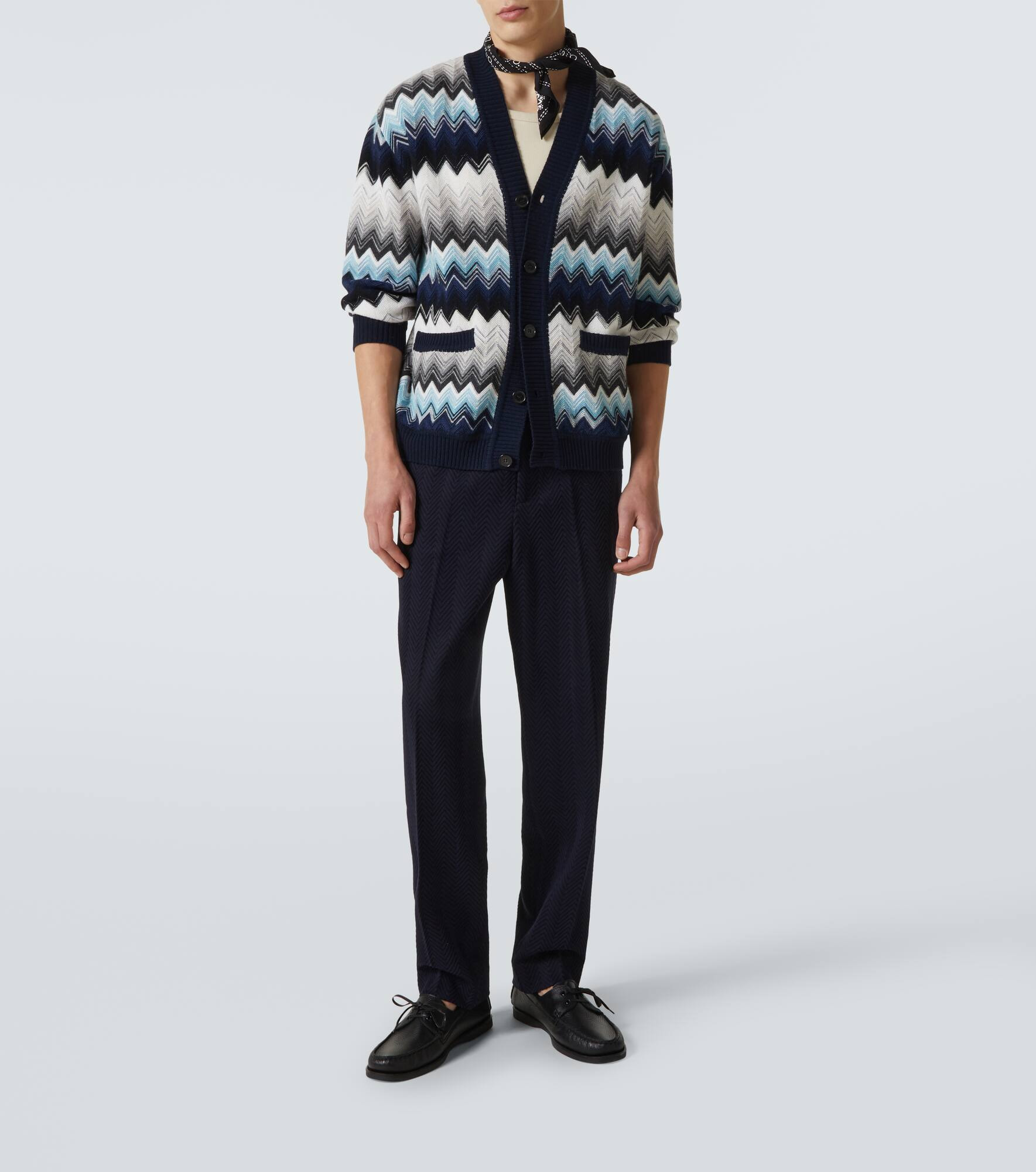 Zigzag wool and cotton cardigan - 2